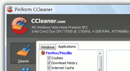 CCleaner - freeware optimization tool
