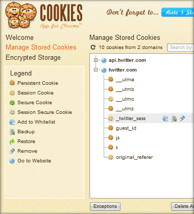 Cookies App for Google Chrome