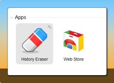 History Eraser Shortcut in the new Tab page History Eraser App