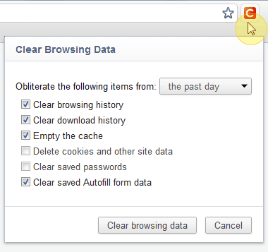 Clear Browsing Data dialog