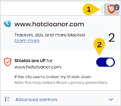 Add to the Whitelist in Brave Web Browser