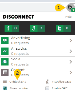 Add to the Whitelist in Disconnect